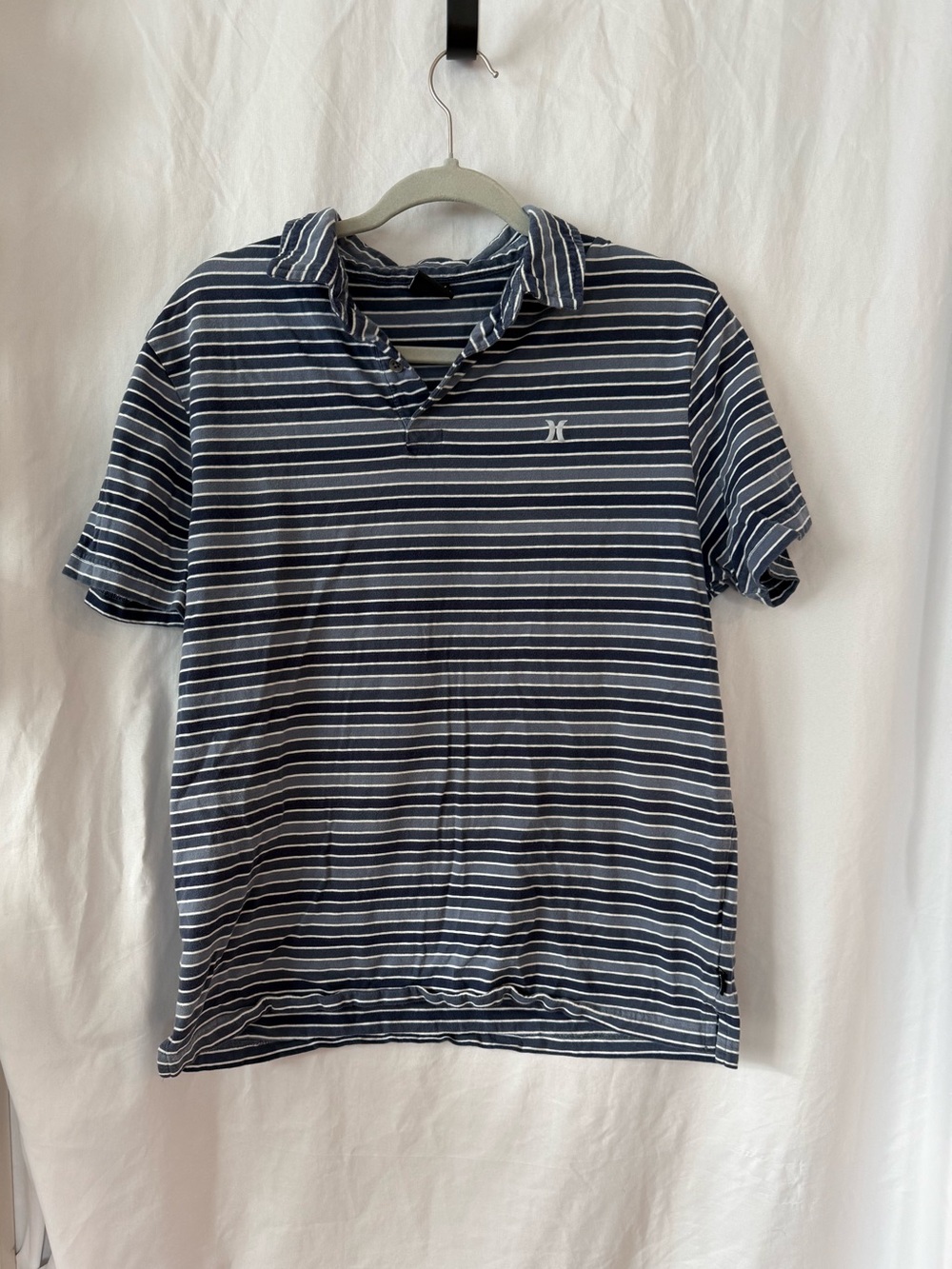 HURLEY Striped Navy & White Polo Shirt